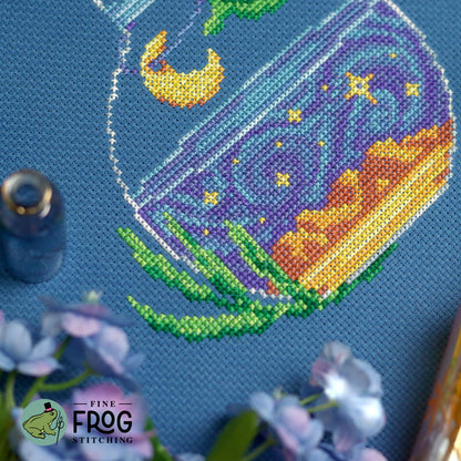 Amphibian Alchemist - Frog Potion Fantasy Cross Stitch Pattern PDF