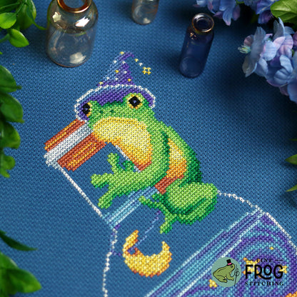 Amphibian Alchemist - Frog Potion Fantasy Cross Stitch Pattern PDF