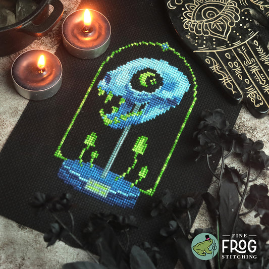 Toxic Feline - Halloween Cat Skull Cross Stitch Pattern PDF
