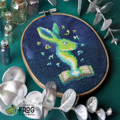 Hare Magical Rabbit Cross Stitch Pattern PDF Rabbit Fantasy Witchy Wizard Hare Of Glyphs Stitched Example