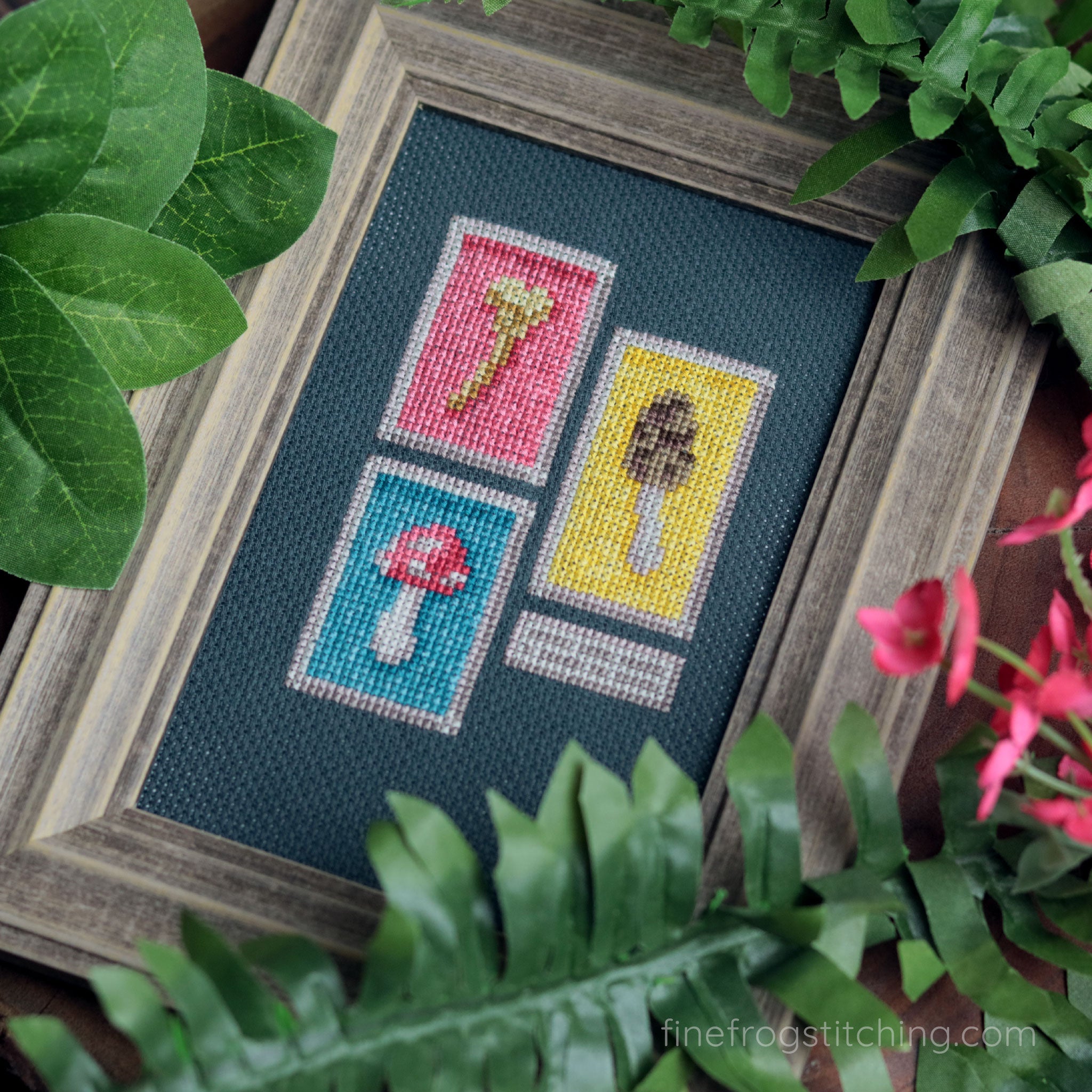 Mushroom Cottagecore Cross Stitch Pattern PDF Witchy Woodland Pagan Mushroom Gallery Stitched Example