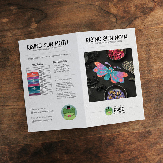 Rising Sun Moth - Small Printed Counted Cross Stitch Chart (Wholesale)