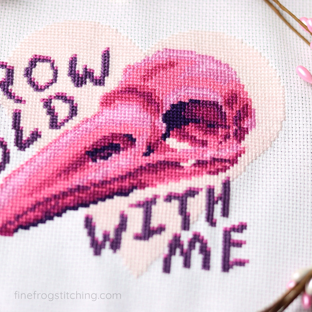 Crow Old With Me - Romantic Bird Skull Cross Stitch Pattern PDF