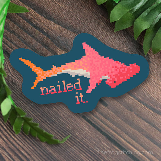"Nailed It" Hammerhead Shark 3" Vinyl Sticker