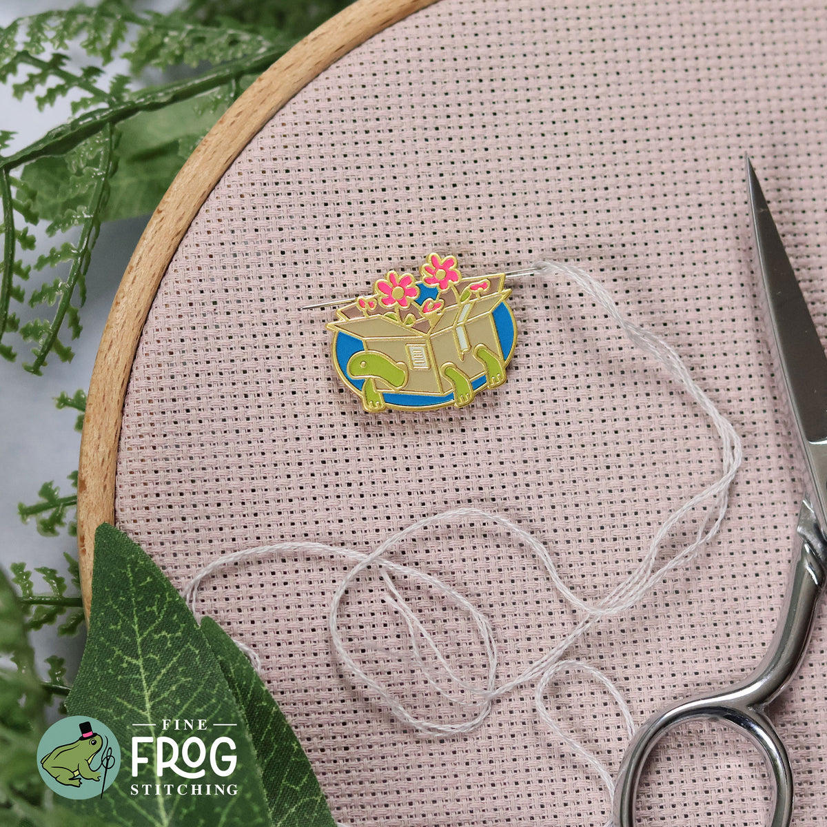 Box Turtle Needleminder - Magnetic Cross Stitch Needle Holder