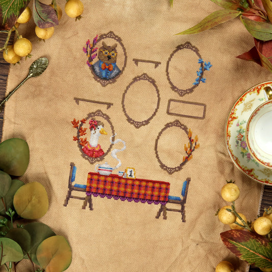 Twigs and Tea SAL - Autumn Tea Party Stitchalong Cross Stitch Pattern PDF