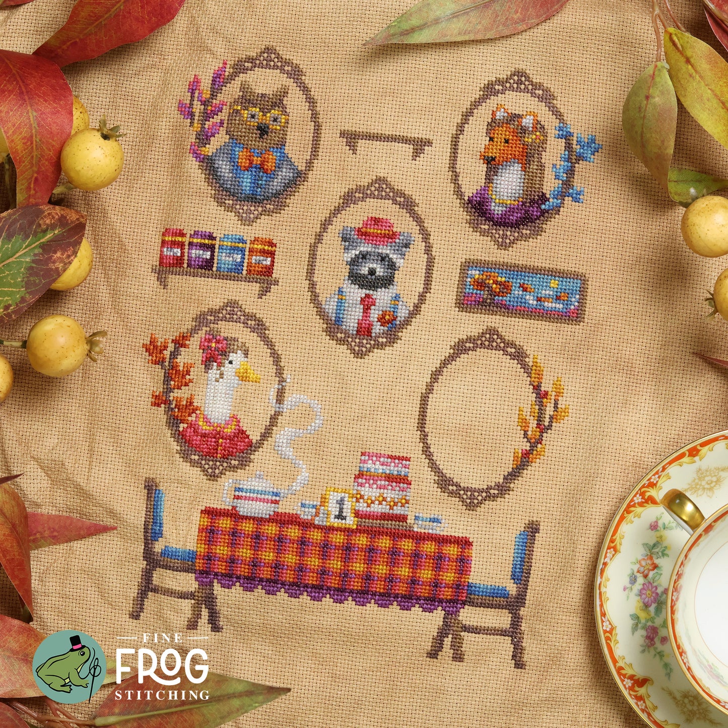 Twigs and Tea SAL - Autumn Tea Party Stitchalong Cross Stitch Pattern PDF