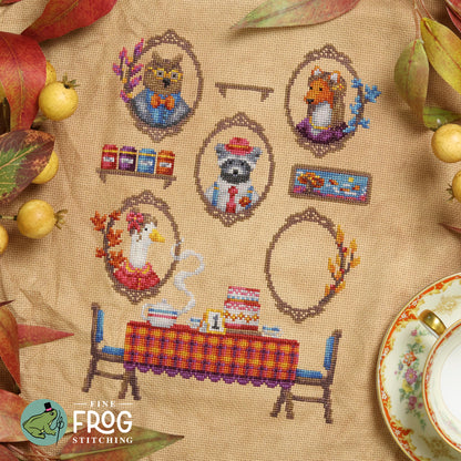 Twigs and Tea SAL - Autumn Tea Party Stitchalong Cross Stitch Pattern PDF