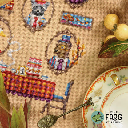 Twigs and Tea SAL - Autumn Tea Party Stitchalong Cross Stitch Pattern PDF