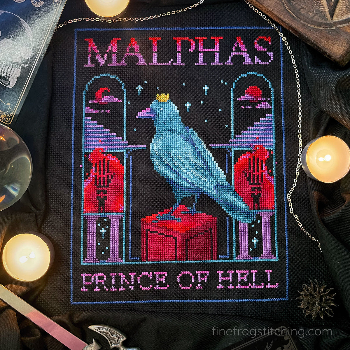 Gothic Goetic Malphas, Prince of Hell - PDF mystical raven goetic demon cross stitch ...
