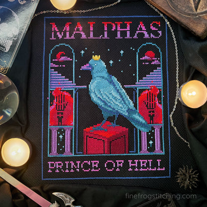 Malphas, Prince of Hell - PDF mystical raven goetic demon cross stitch pattern