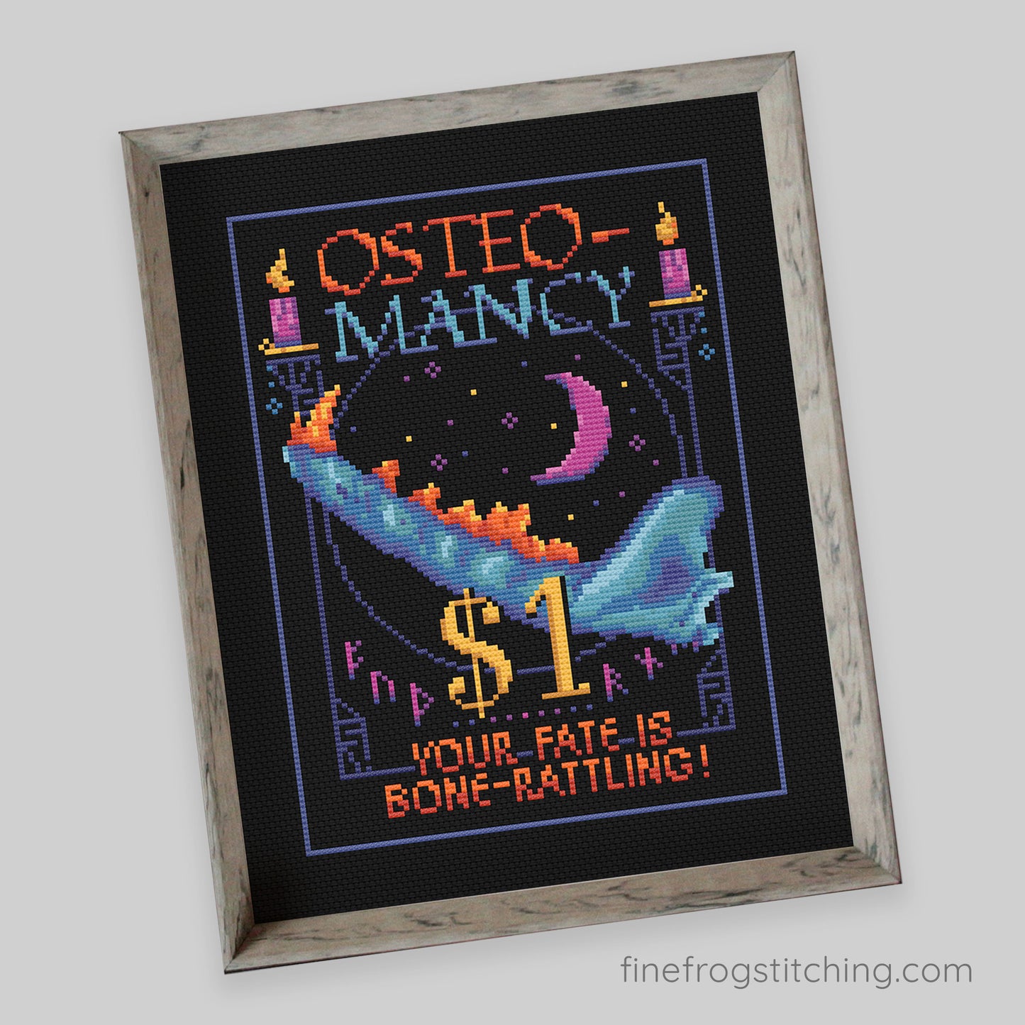 One-Dollar Osteomancy - PDF mystical bone fortune teller cross stitch pattern