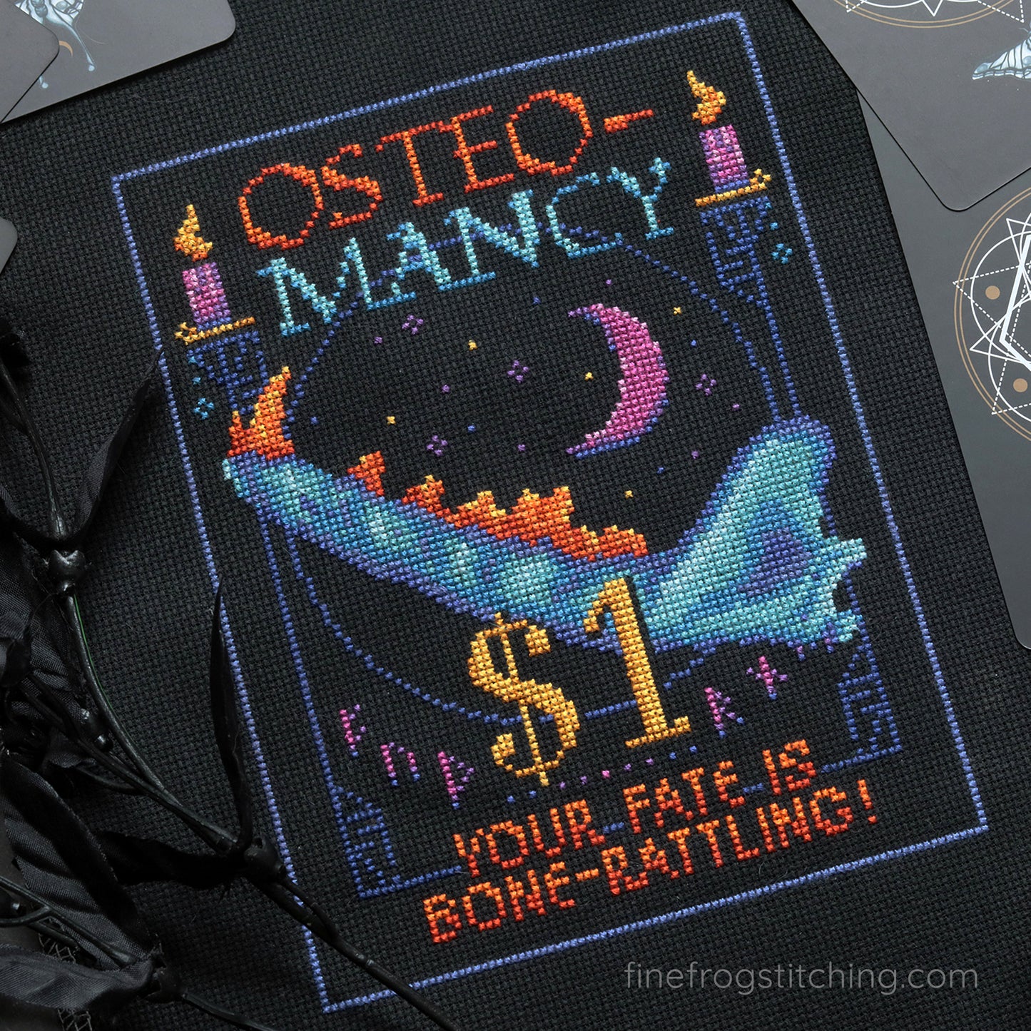 One-Dollar Osteomancy - PDF mystical bone fortune teller cross stitch pattern